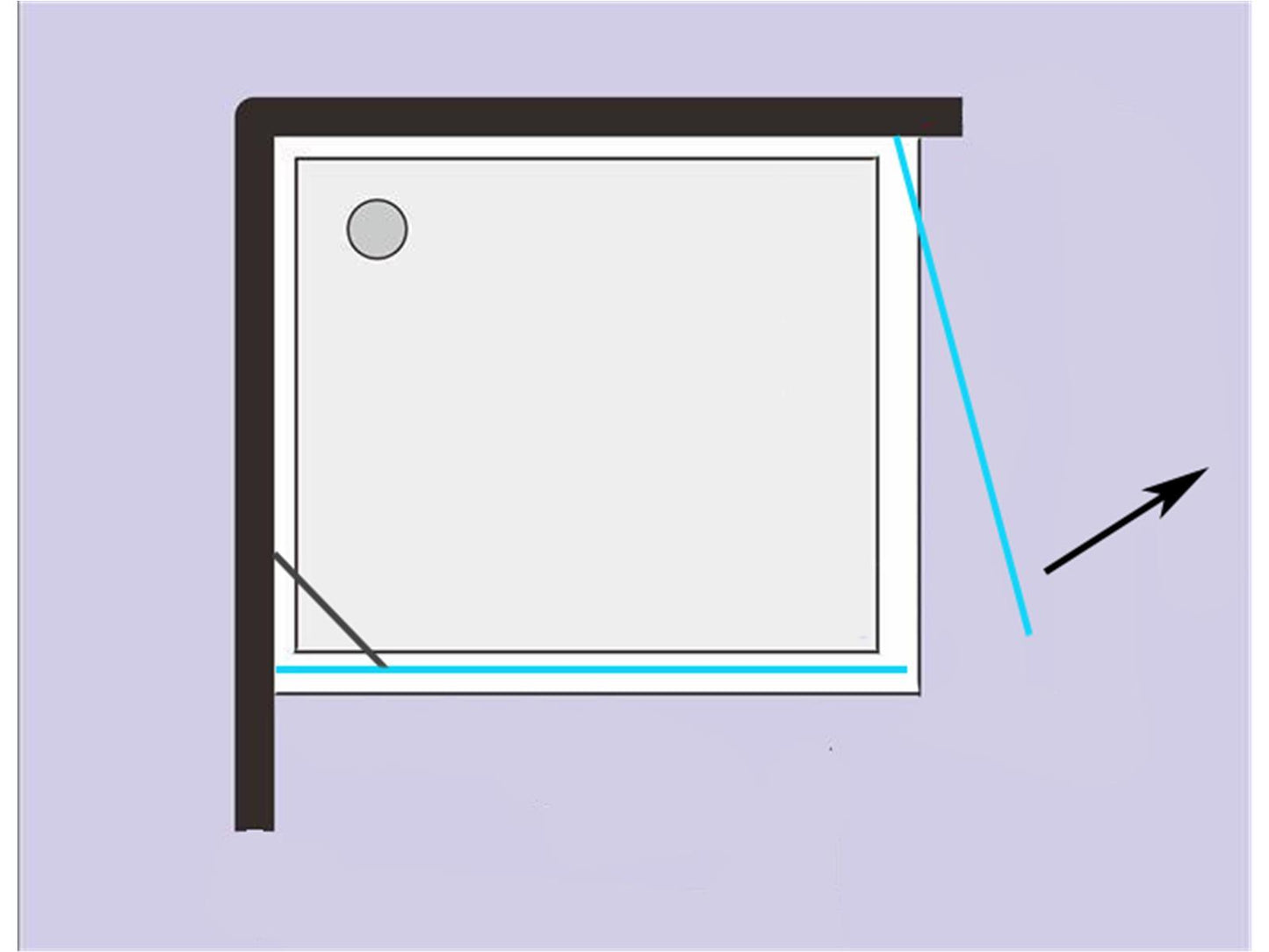 Funktionsskizze: Öffnungsradius der einzelnen Drehtür nach außen