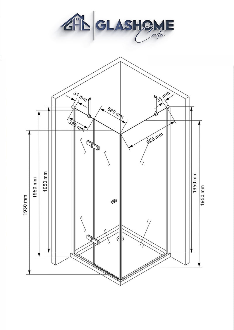 Technische Skizze 100 x 100 x 195 cm