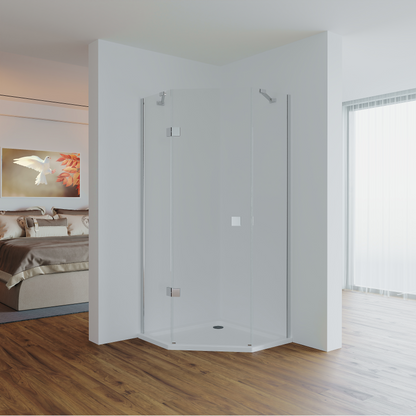 5Eck-Duschkabine Cho geschlossen Klarglas Frontansicht