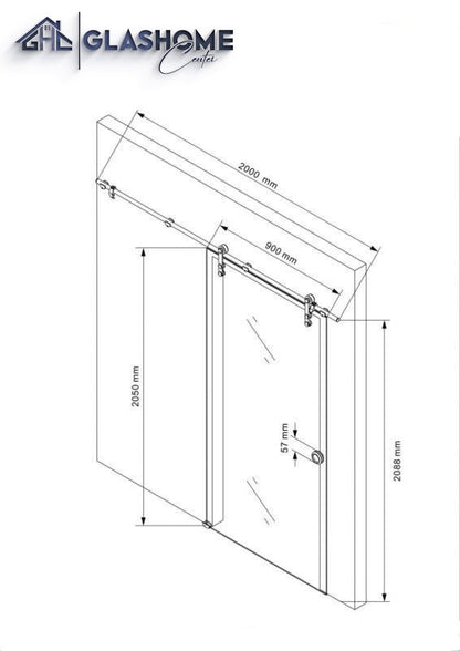 GlasHomeCenter - Glastür - 2050x1025mm- 8mm ESG Glas