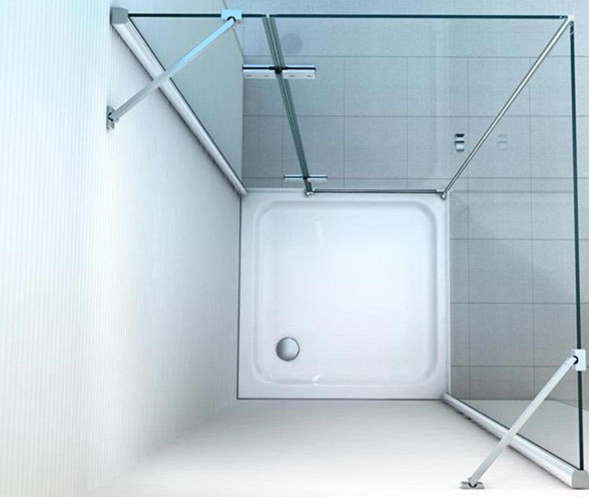 Hochwertige Eckduschkabine Variante Airin mit verchromtem Elementen