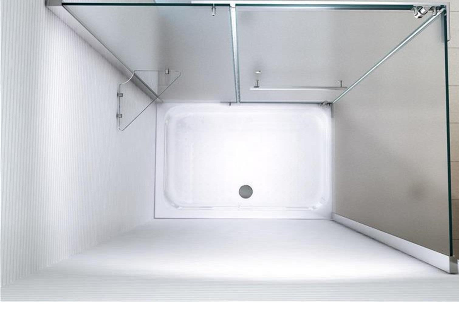 Draufsicht Duschkabine Kazumi mit Stabilisatoren und Wandprofilen