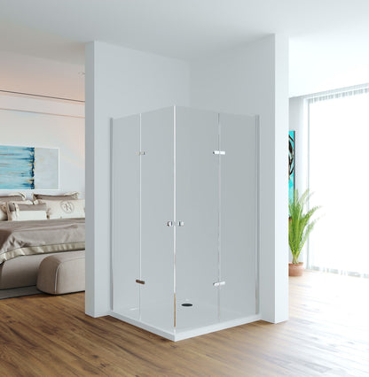 Eckdusche Akira aus 8mm Klarglas mit geschlossenen Türen