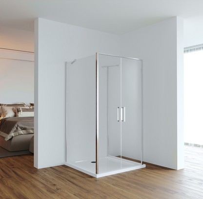 Duschkabine Amaya Eckdusche Pendeltür Klarglas Nano-Beschichtung