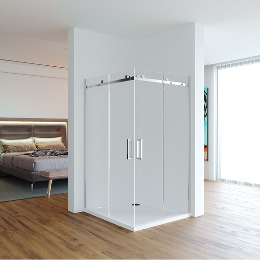 Eckdusche Katana 8mm ESG Glas Schiebetür Eckeinstieg