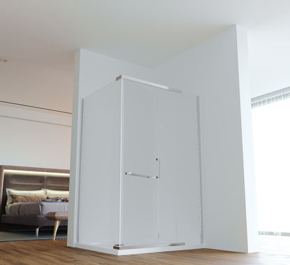 Detailansicht Bodenprofil und Dichtung der Milchglas-Dusche Kazumi