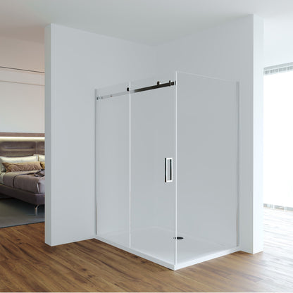 Design Eckdusche Sakura Schiebetür 8mm ESG Klarglas mit Nano-Beschichtung von GlasHomeCenter