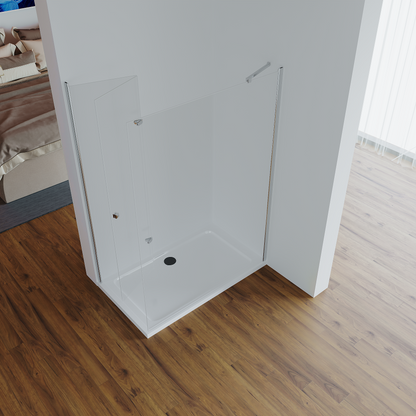 Platzsparend: Dusche Shiori mit nach innen geschwenkten Türen zum Auslüften