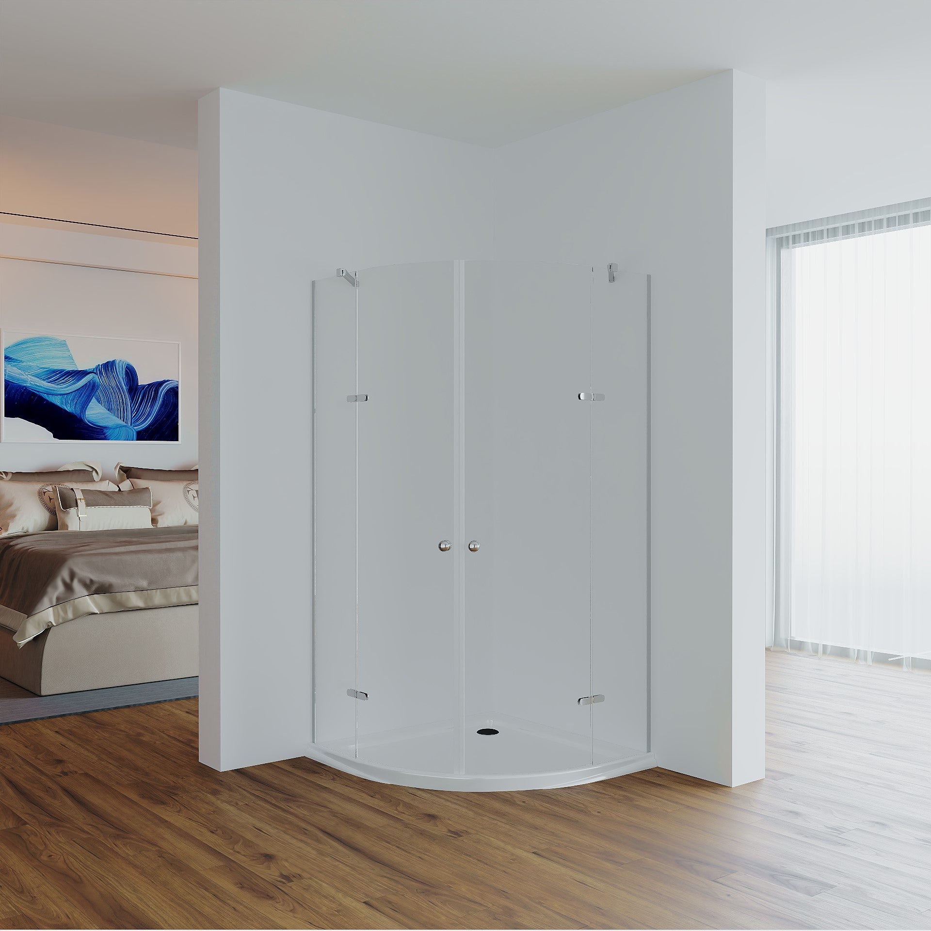 Viertelkreis-Duschkabine Miyu 90x90 cm aus 6mm Klarglas