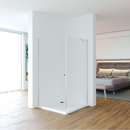 Eckdusche Yoshiko mit geschlossener Einzeltür aus 8mm Klarglas