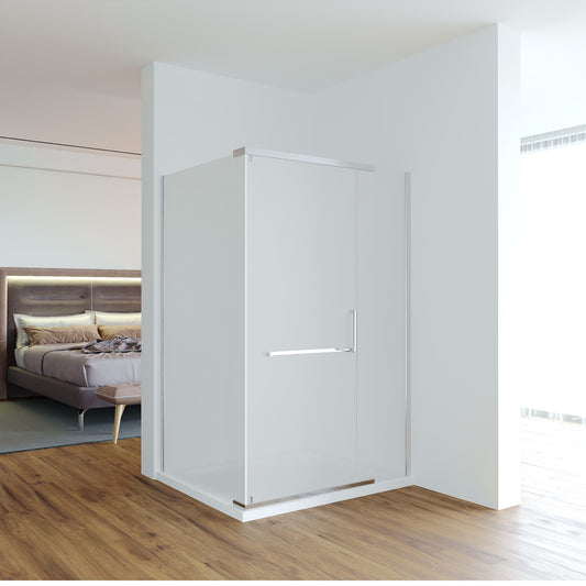 Satinierte Duschkabine Kazumi aus undurchsichtigem Milchglas Frontansicht