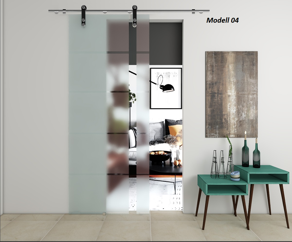 Design-Glastür Schiebetür "Matrix" – 8mm ESG Sicherheitsglas – Modernes Liniendekor