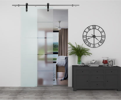 Glastür Schiebetür mit 4 Querstreifen - Edles Matt-Design - 8mm ESG Sicherheitsglas