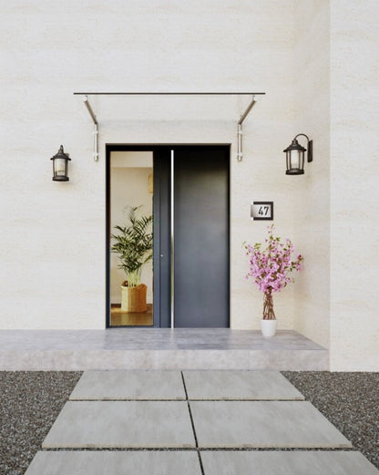 Glasvordach VSG Klarglas mit Edelstahlhalterung Silber gebürstet für Hauseingang