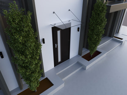 Custom-made clear glass canopy (laminated safety glass) – Configurable: Rome, Paris, Berlin, Athens, Stockholm