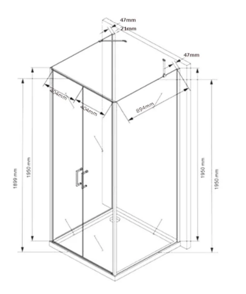 Technische Skizze 100 x 100 x 195 cm