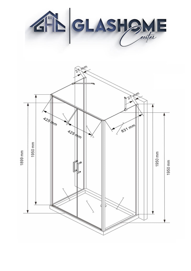 Technische Skizze 100 x 90 x 195 cm
