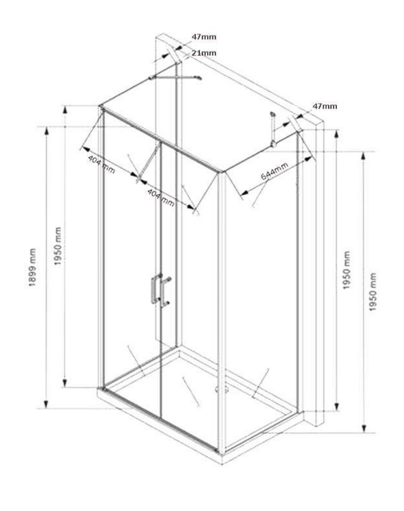 Technische Skizze 75 x 100 x 195 cm