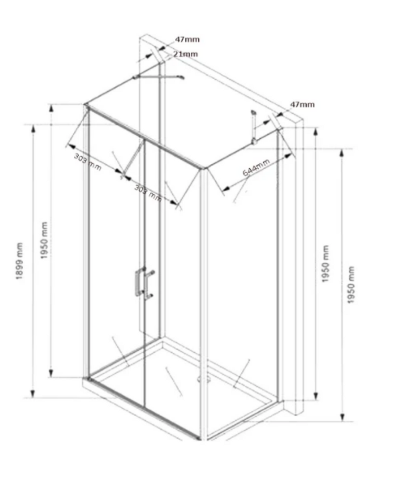 Technische Skizze 75 x 80 x 195 cm