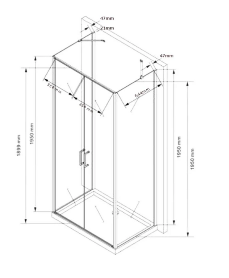 Technische Skizze 75 x 90 x 195 cm