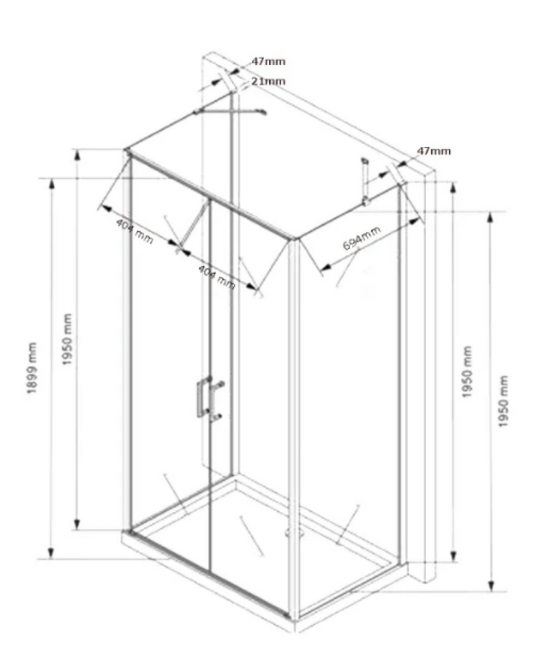Technische Skizze 80 x 100 x 195 cm