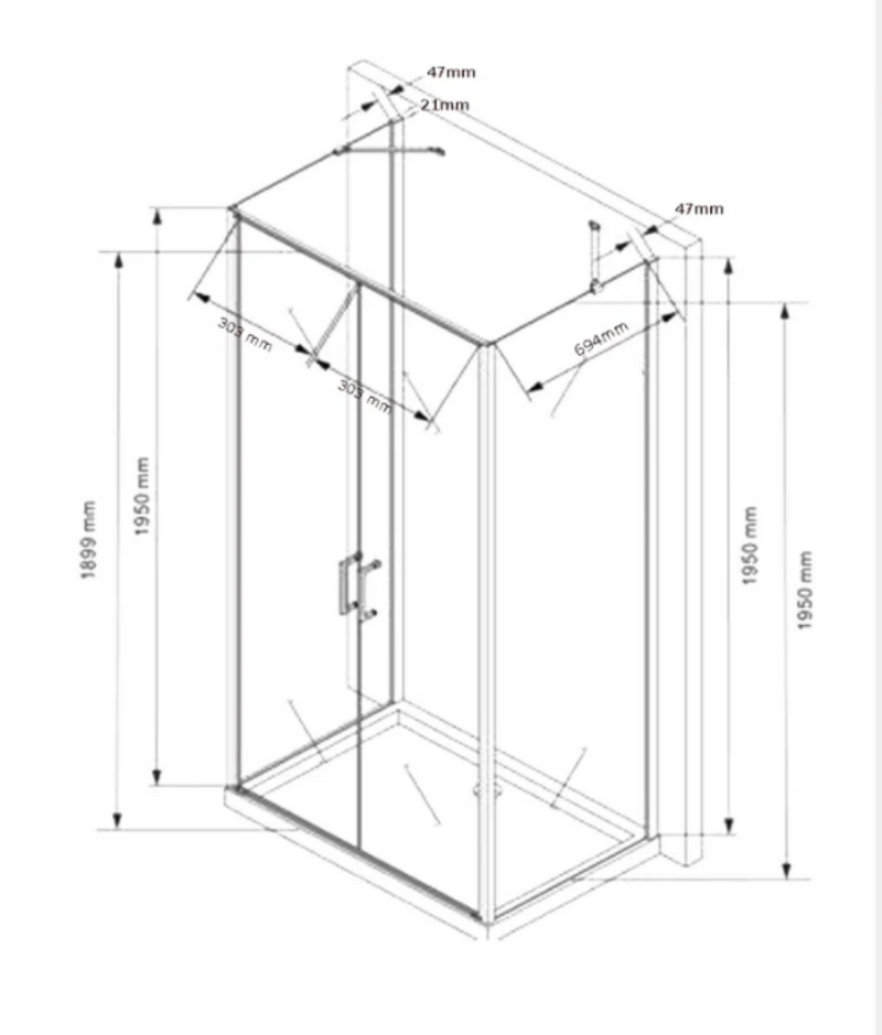 Technische Skizze 80 x 80 x 195 cm