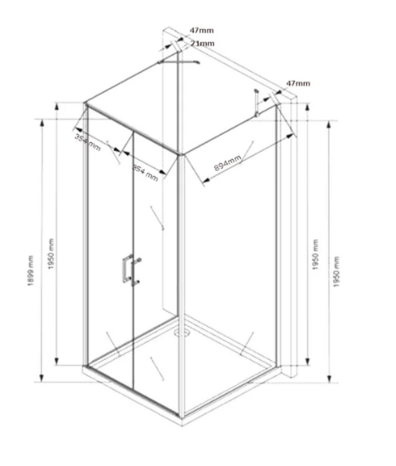 Technische Skizze 90 x 100 x 195 cm