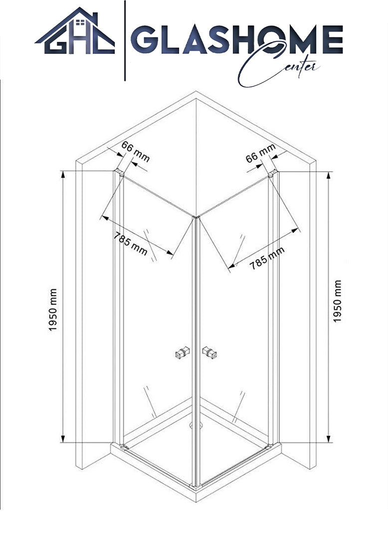 Technische Skizze 90 x 90 x 195 cm