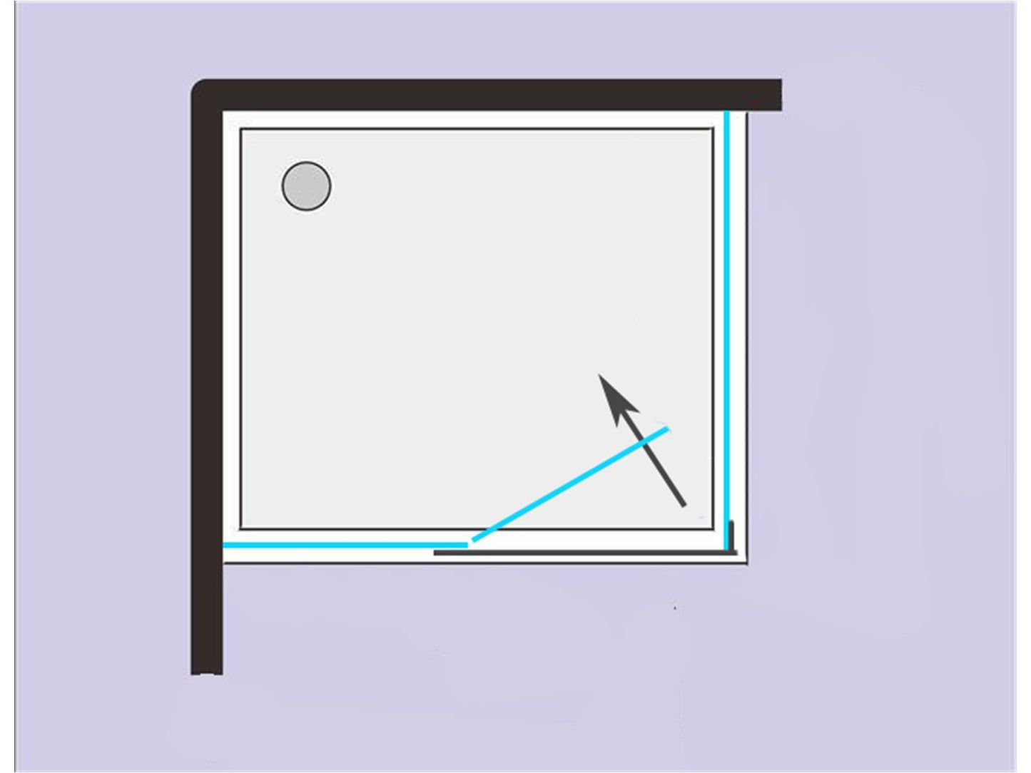 Funktionsskizze: Platzsparende Türöffnung nach innen