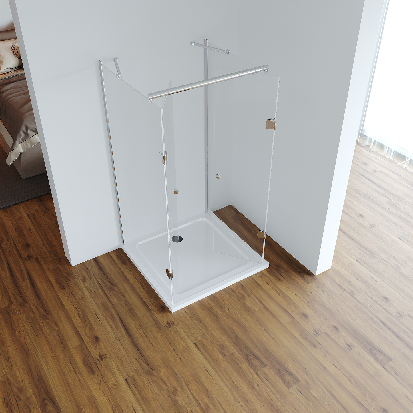 Die Türen der Duschkabine Asuka öffnen nach innen