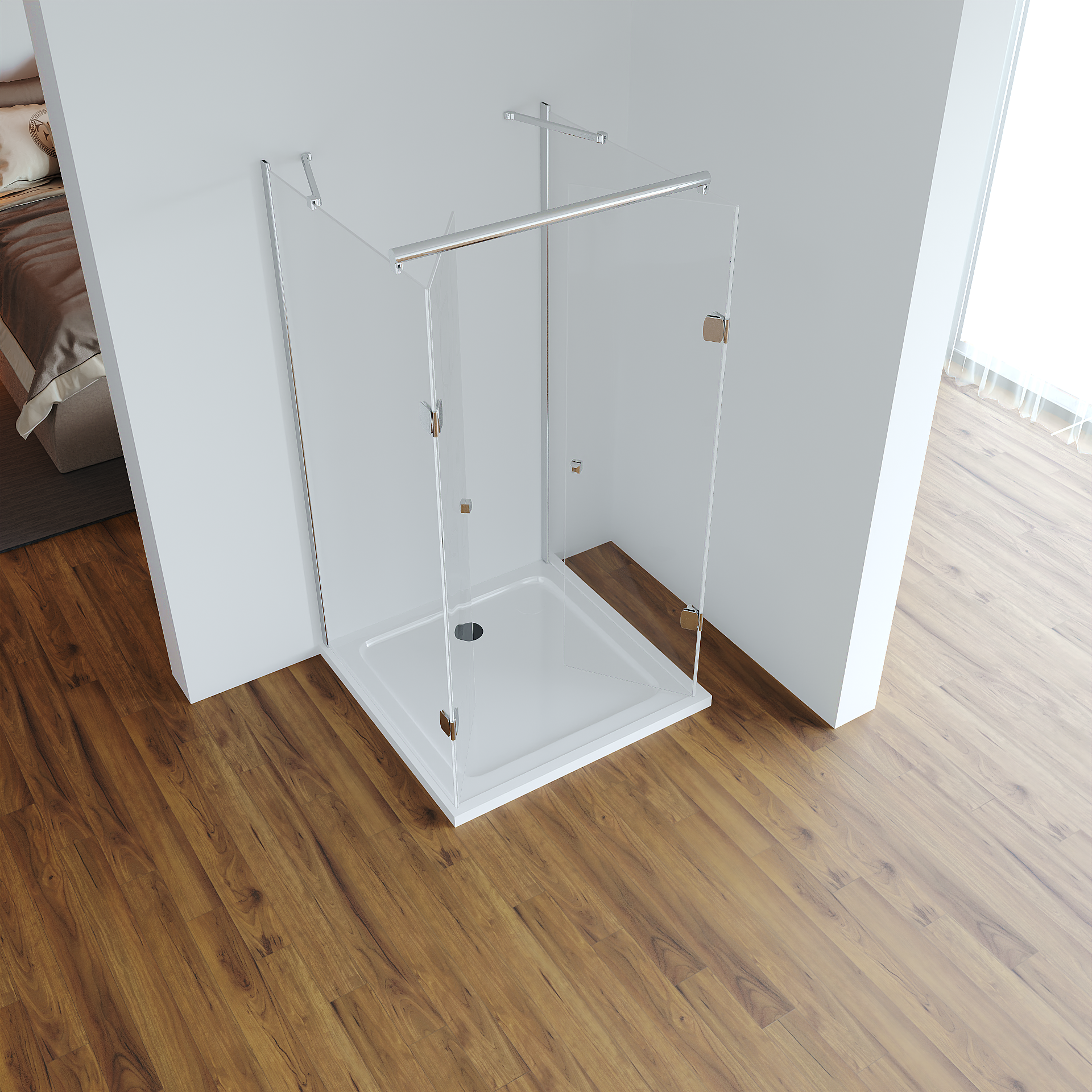 Die Türen der Duschkabine Asuka öffnen nach innen