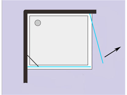 Funktionsskizze: Öffnungsradius der einzelnen Drehtür nach außen