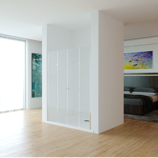 Geschlossene Nischendusche Ohio – 4-teilige Glasfront aus 8mm Klarglas mit Easy-Clean-Veredelung