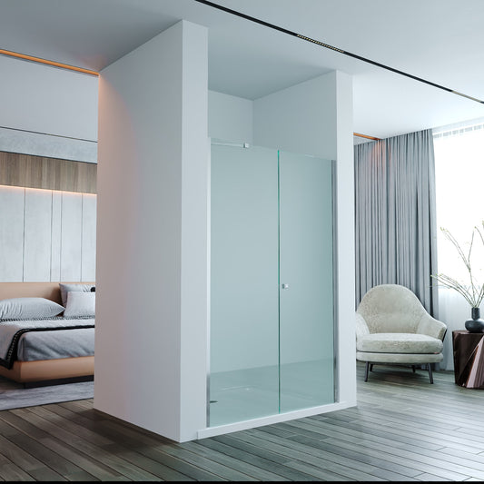 Nischendusche Florida 8mm ESG Klarglas geschlossen – Frontalansicht Duschtür mit Festteil