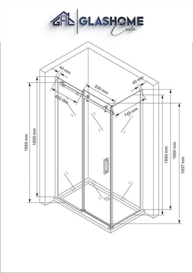 Technische Skizze 100 x 80 x 195 cm