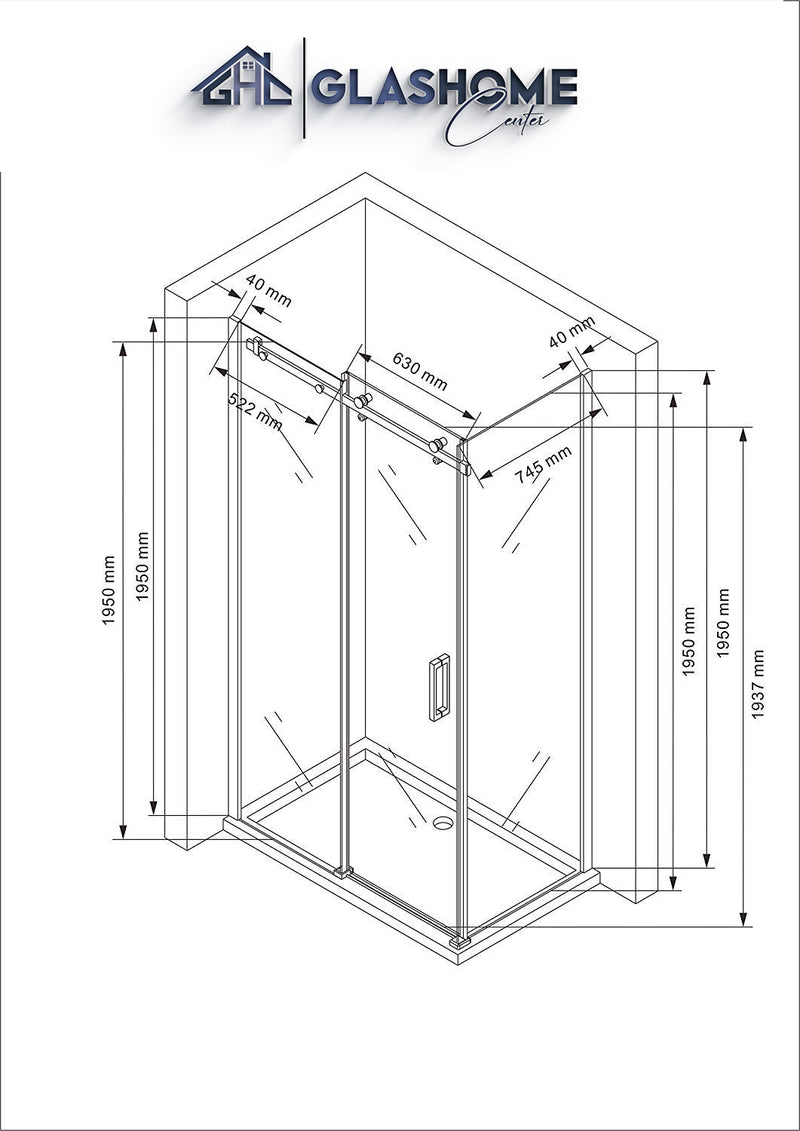 Technische Skizze 120 x 80 x 195 cm