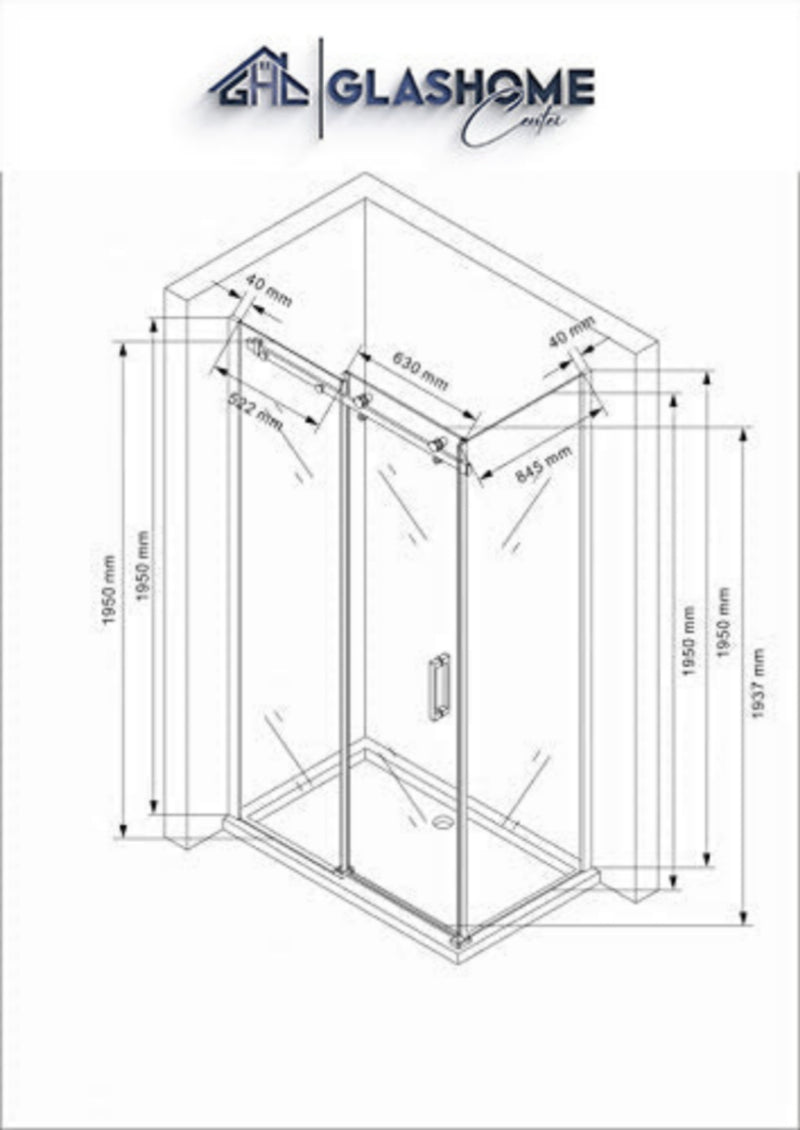 Technische Skizze 120 x 90 x 195 cm
