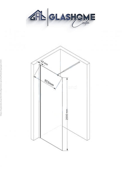 Walk in Dusche Duschtrennwand Graphit schwarz 10mm ESG (100x200cm)