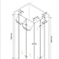Technische Skizze der Duschkabine Mirai mit den Maßen 100x80x195cm