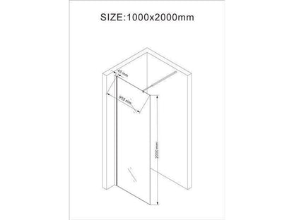 GlasHomeCenter Duschwand Duschtrennwand 100x200cm 10mm ESG