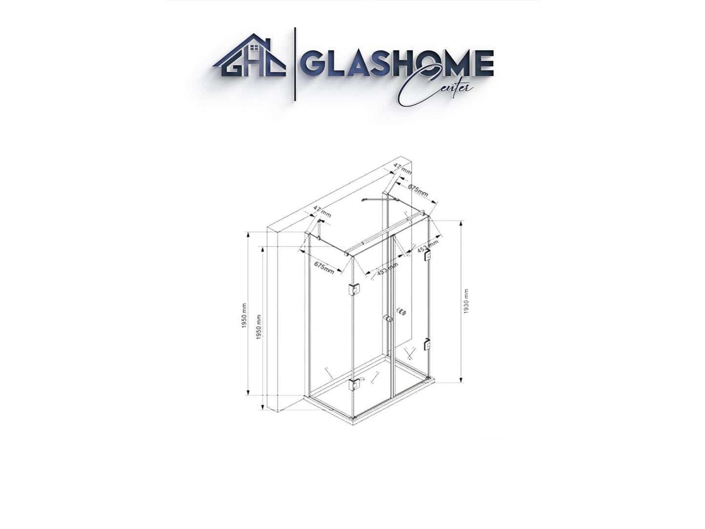 GlasHomeCenter - U-shaped shower cubicle "Asuka" (100x75x195cm) - 8mm - corner shower cubicle - shower partition - without shower tray