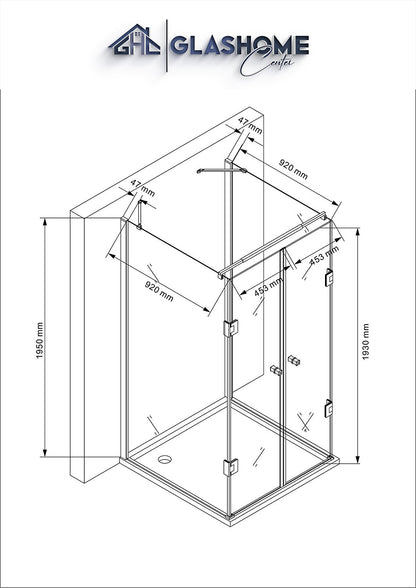 GlasHomeCenter - Cabina de ducha en forma de U "Asuka" (100x100x195cm) - 8mm - cabina de ducha de esquina - mampara de ducha - sin plato de ducha