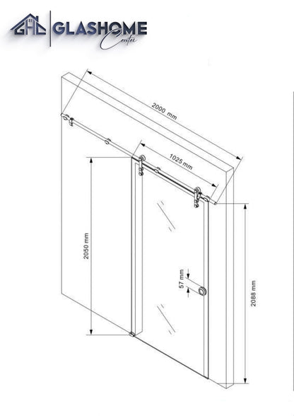 GlasHomeCenter - Glastür - 2050x900mm - 8mm ESG Glas - einseitig satiniert