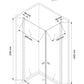technische Skizze der Duschkabine Ichiro mit den Maßen 100x90x195cm