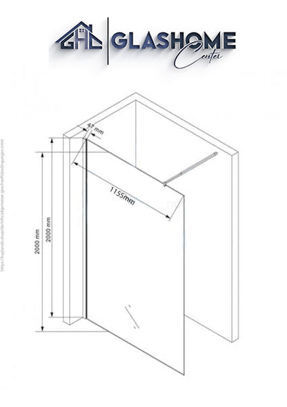 Walk in Dusche Duschtrennwand Graphit schwarz 10mm ESG (120x200cm)