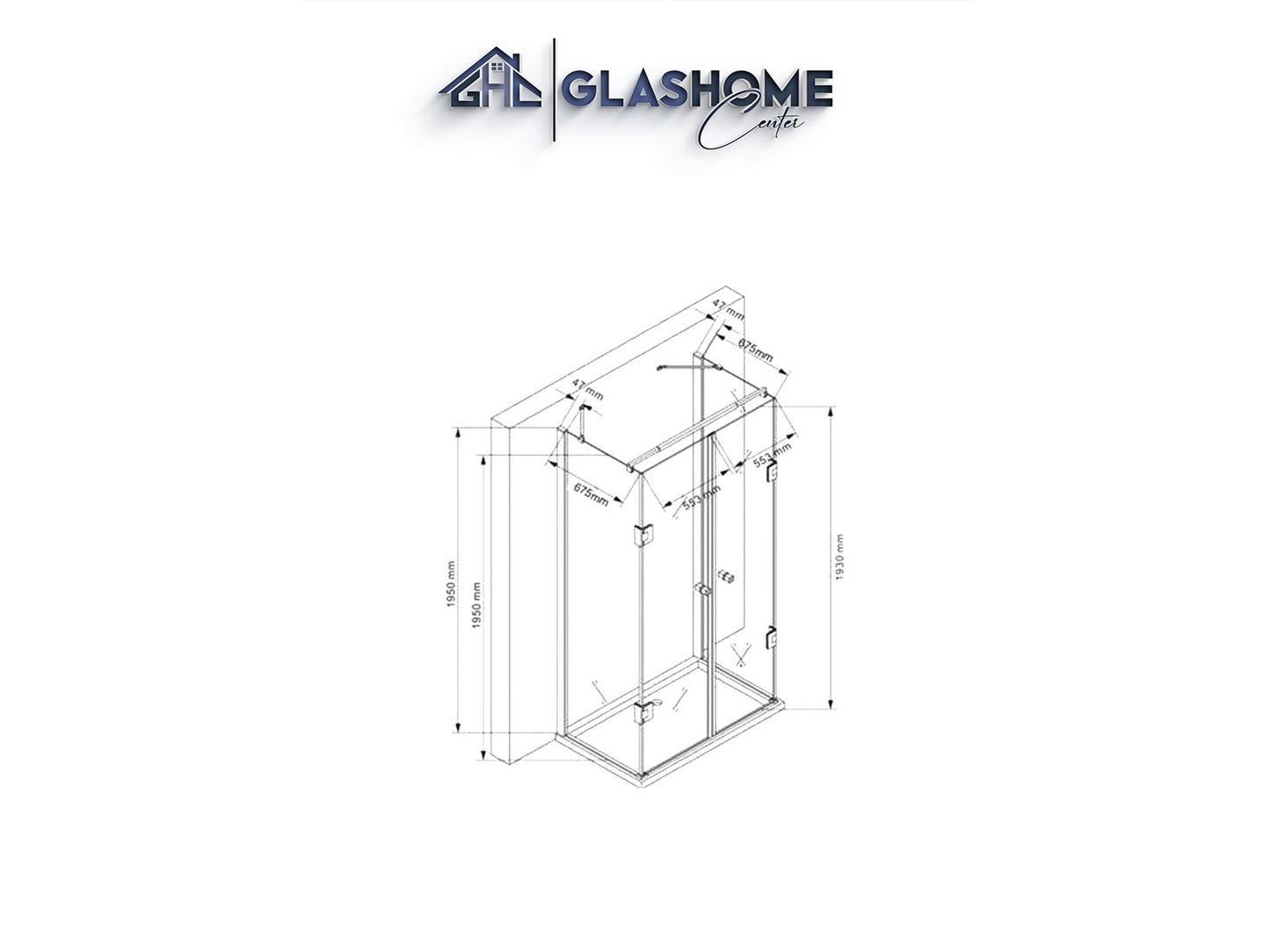 GlasHomeCenter - U-shaped shower cubicle "Asuka" (120x75x195cm) - 8mm - corner shower cubicle - shower partition - without shower tray