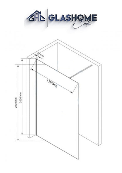 Walk in Dusche Duschtrennwand Graphit schwarz 10mm ESG (160x200cm)