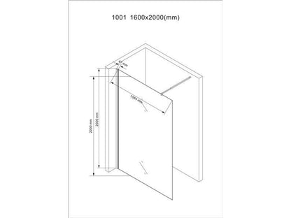 GlasHomeCenter Duschwand Duschtrennwand 160x200cm 10mm ESG