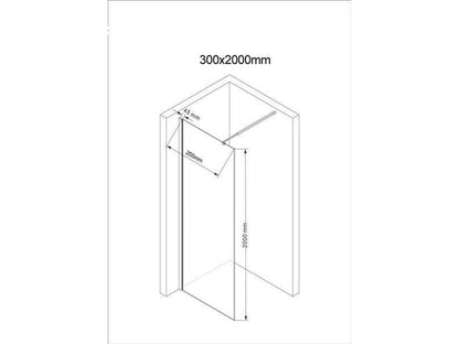 GlasHomeCenter Duschwand Duschtrennwand 30x200cm 10mm ESG