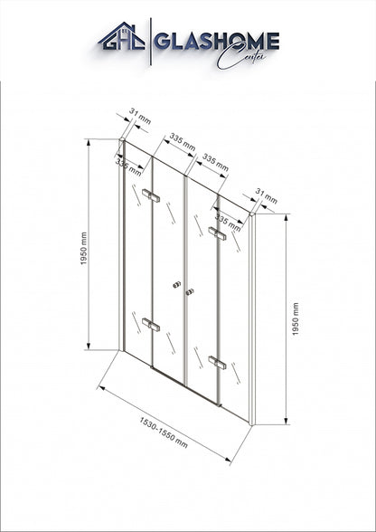 GlasHomeCenter - Duschtür Utah (155 x 195 cm) - 8mm ESG - ohne Duschtasse